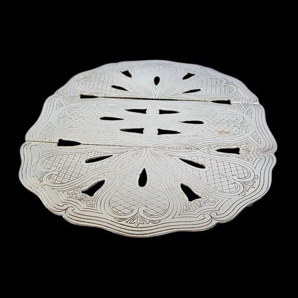 Mid-Century Italian Silverplate Expandable Trivet DelBerti Holiday Hot Plate - Picture 5 of 13